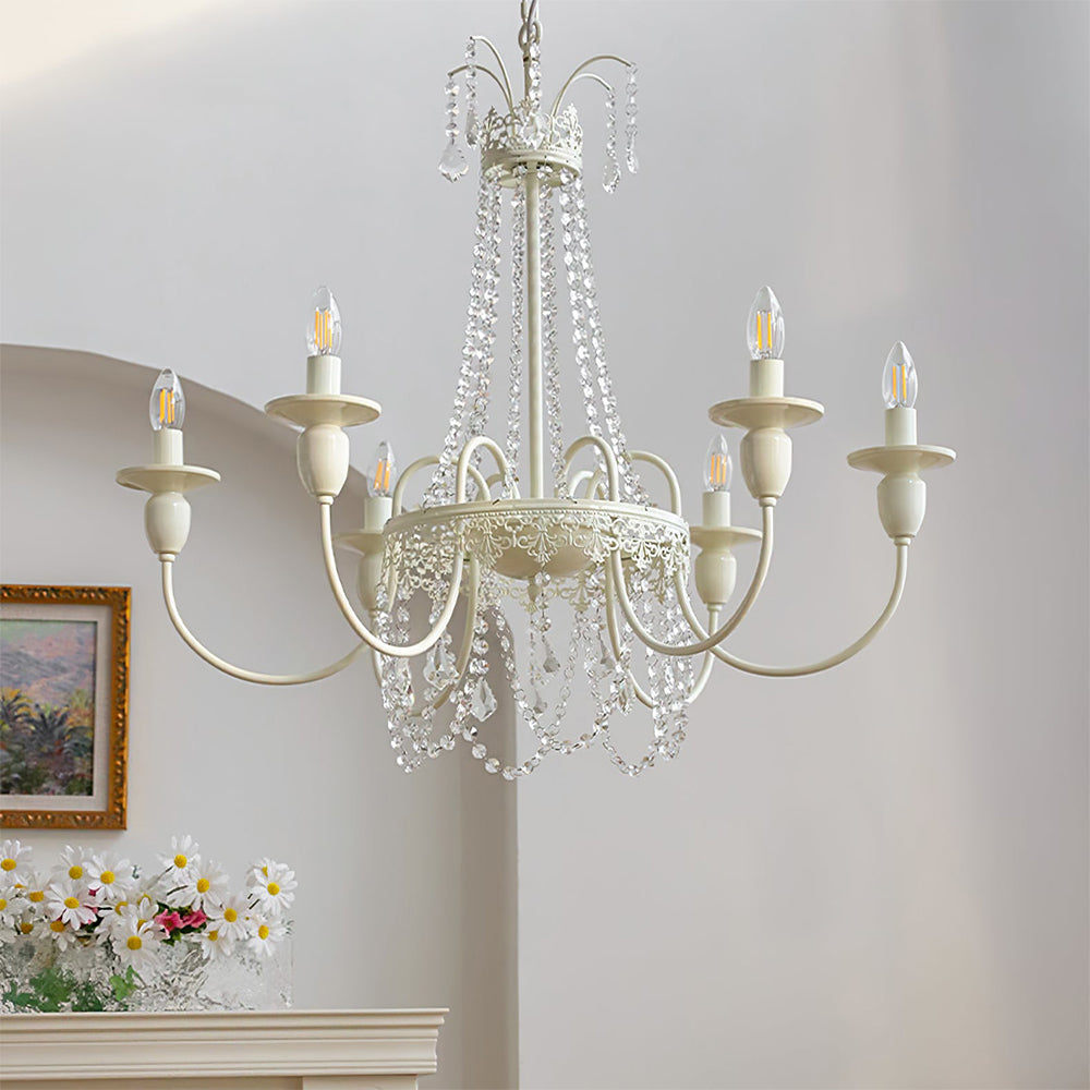 Vintage White Chandelier Light | Elegant Home Decor | Iron & Glass | 4-8 Lights | Brick by Brick London 1